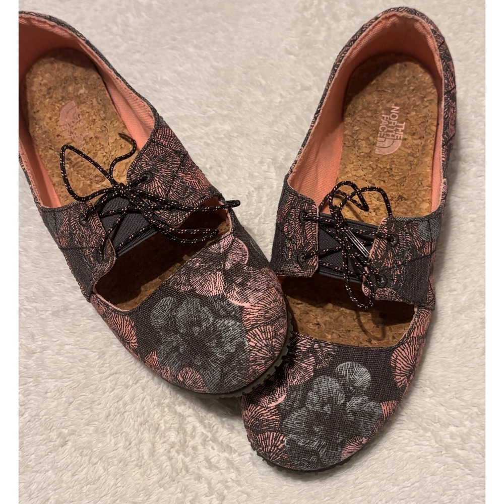 The North Face Base Camp Ballet Flats Shoes Women 7 Floral Cork Canvas Lace Up